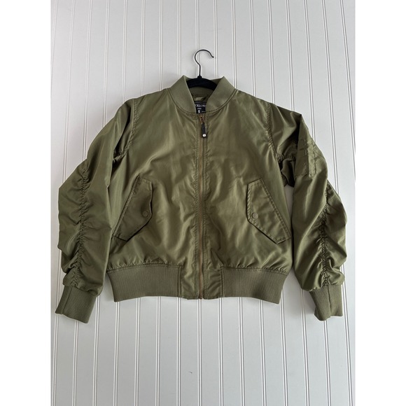 Holloway Jackets & Blazers - Holloway Womens Olive Green Bomber Jacket Coat Knit Hem Arm Pouch 229732 Small
